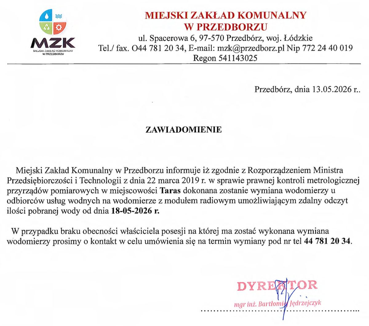 zawiadomienie